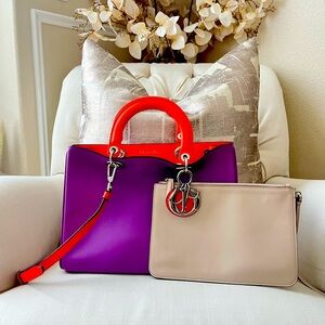 Pre-loved Multicolor Lady Dior leather 2way